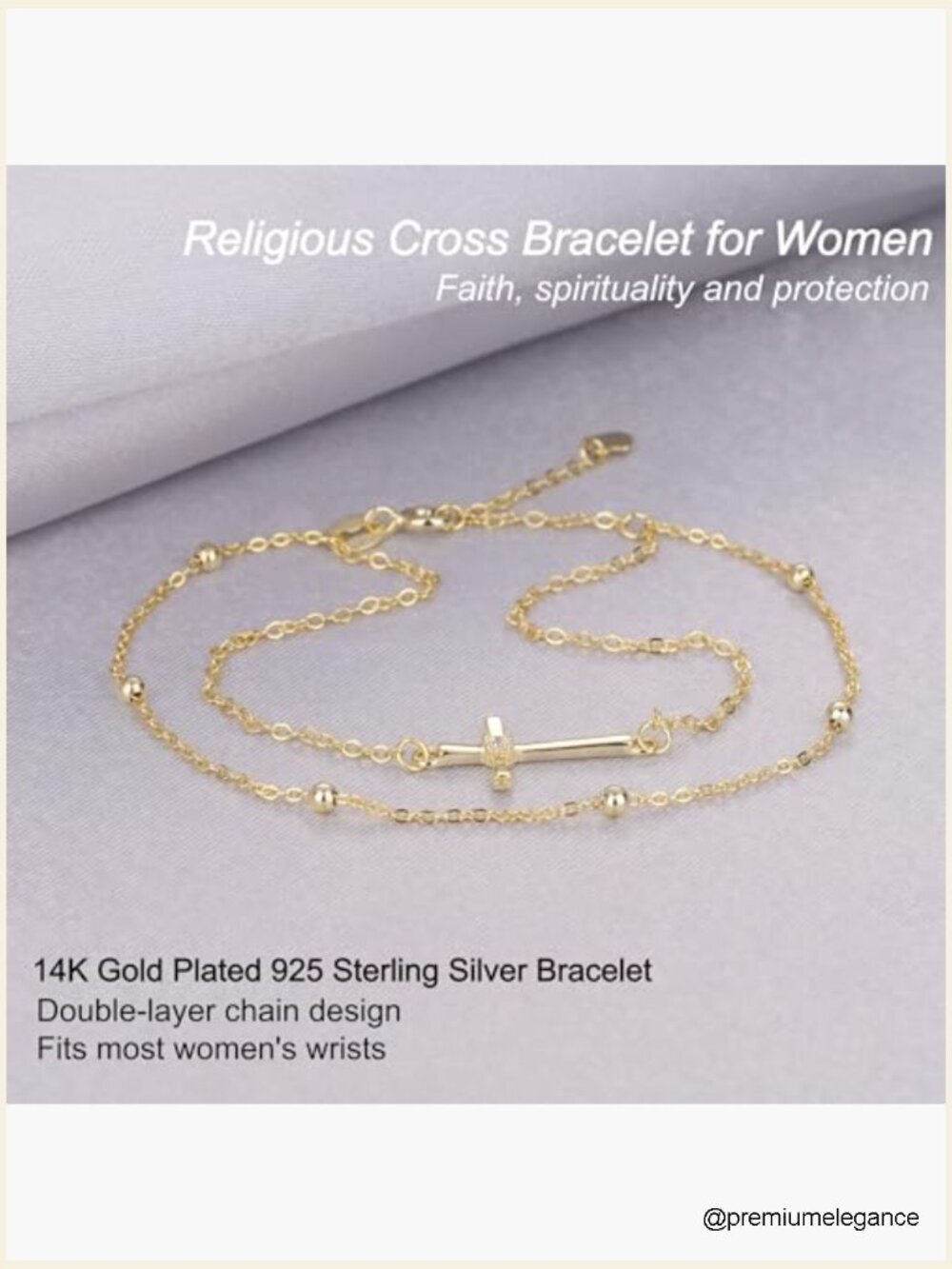 Sterling Silver Cross Charm Bracelet Dainty Link Chain Confirmation Gift - Picture 4 of 7